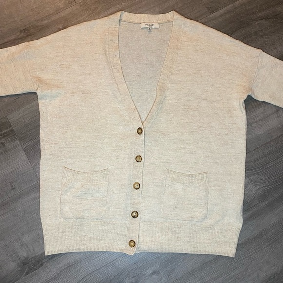 Madewell Wool Alpaca Blend Button Up Lightweight Cardigan Sweater - Picture 5 of 13